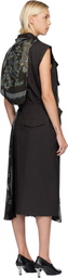 sacai Brown Suiting & Paisley Print Midi Dress