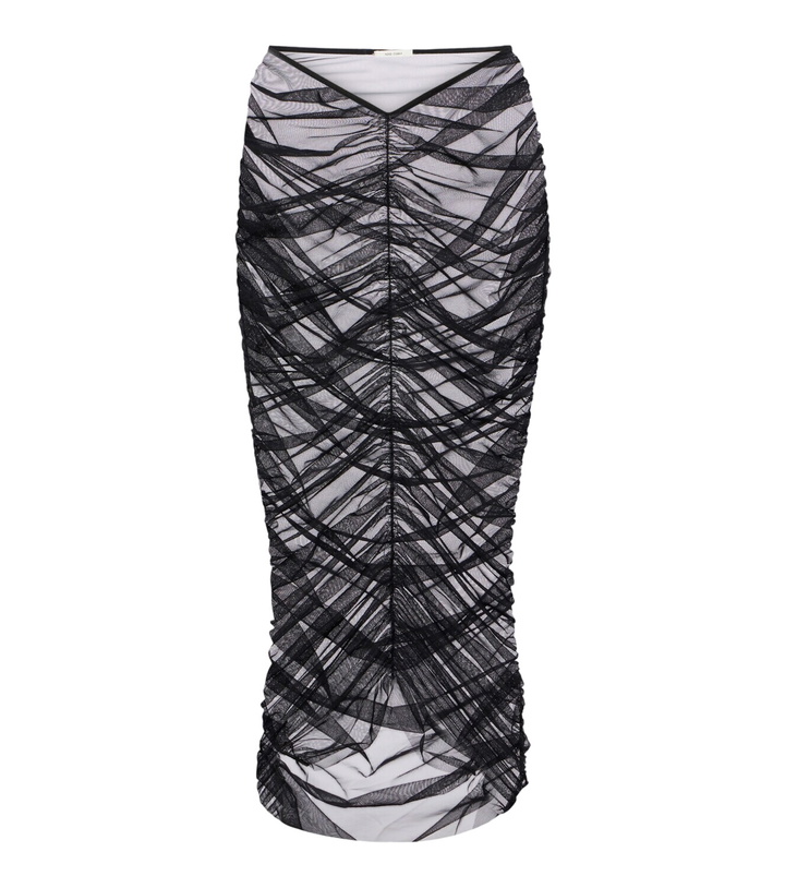 Photo: Nensi Dojaka Sheer ruched mesh midi skirt