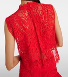 Farm Rio Red Toucan guipure lace top