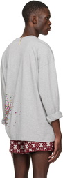Dries Van Noten Gray Embellished Long Sleeve T-shirt