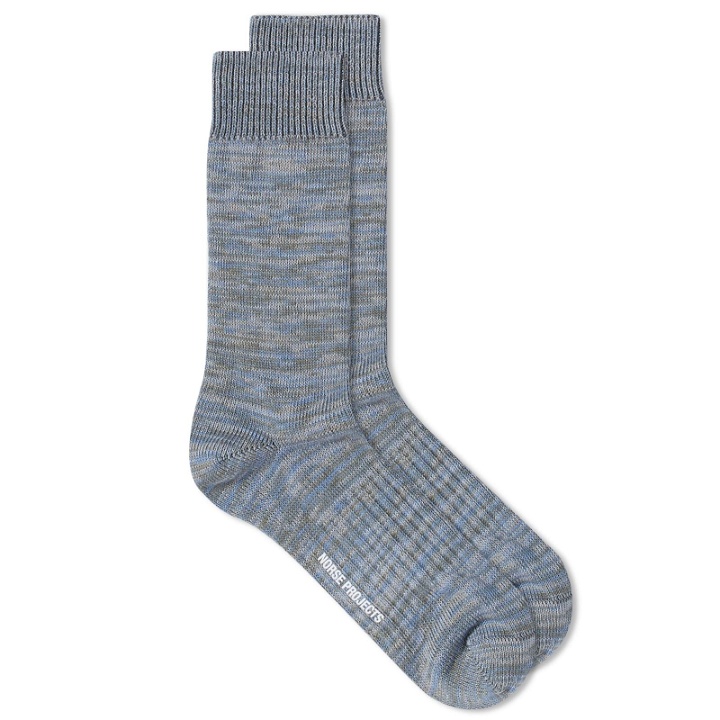 Photo: Norse Projects Men's Bjarki Blend Sock in Calcite Blue