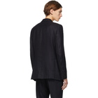 Comme des Garcons Homme Deux Navy Wool Pinstripe Blazer