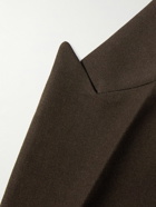 AMI PARIS - Double-Breasted Virgin Wool-Gabardine Suit Jacket - Brown