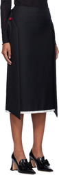 AO Yes Black Low Waist Knot Straight Midi Skirt