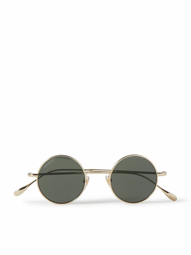 Photo: Gucci Eyewear - Round-Frame Gold-Tone Sunglasses