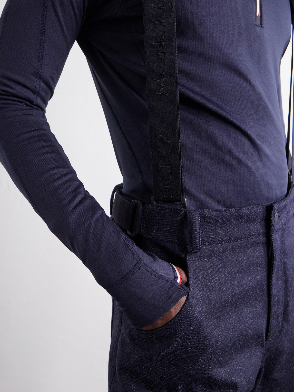 Moncler Grenoble - Straight-Leg Padded Webbing-Trimmed Virgin Wool-Denim Ski Salopettes - Blue