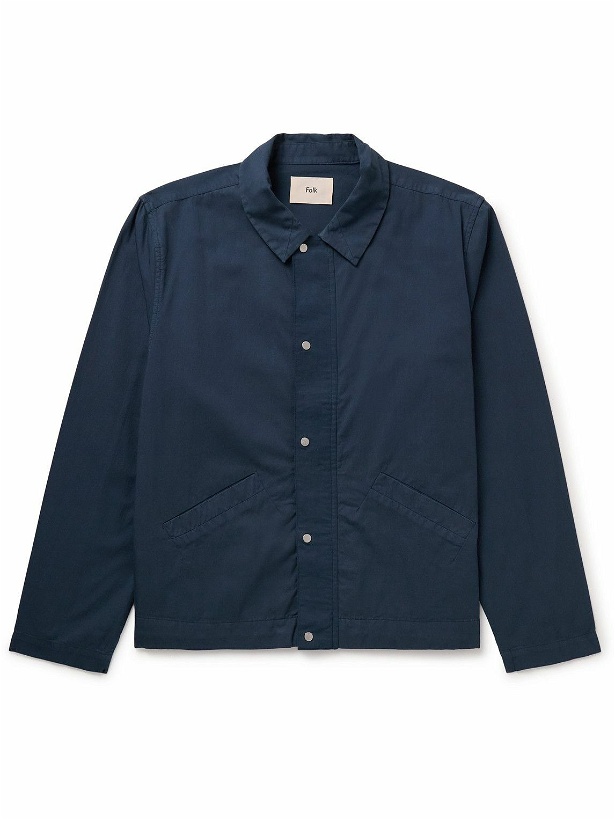 Photo: Folk - Signal Garment-Dyed Cotton-Twill Coach Jacket - Blue