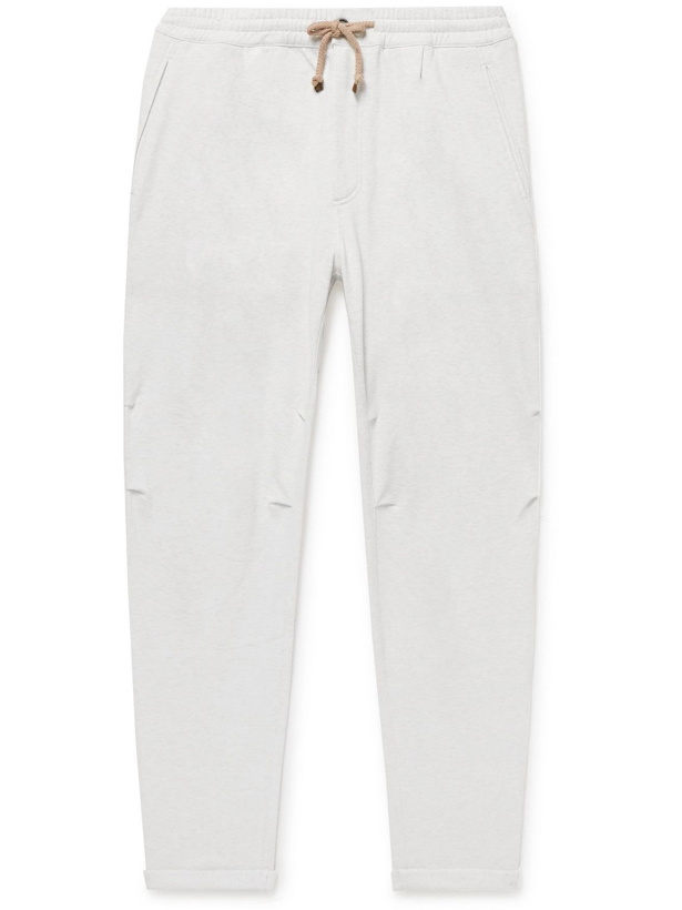 Photo: Brunello Cucinelli - Tapered Pleated Cotton-Jersey Sweatpants - Neutrals