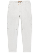 Brunello Cucinelli - Tapered Pleated Cotton-Jersey Sweatpants - Neutrals