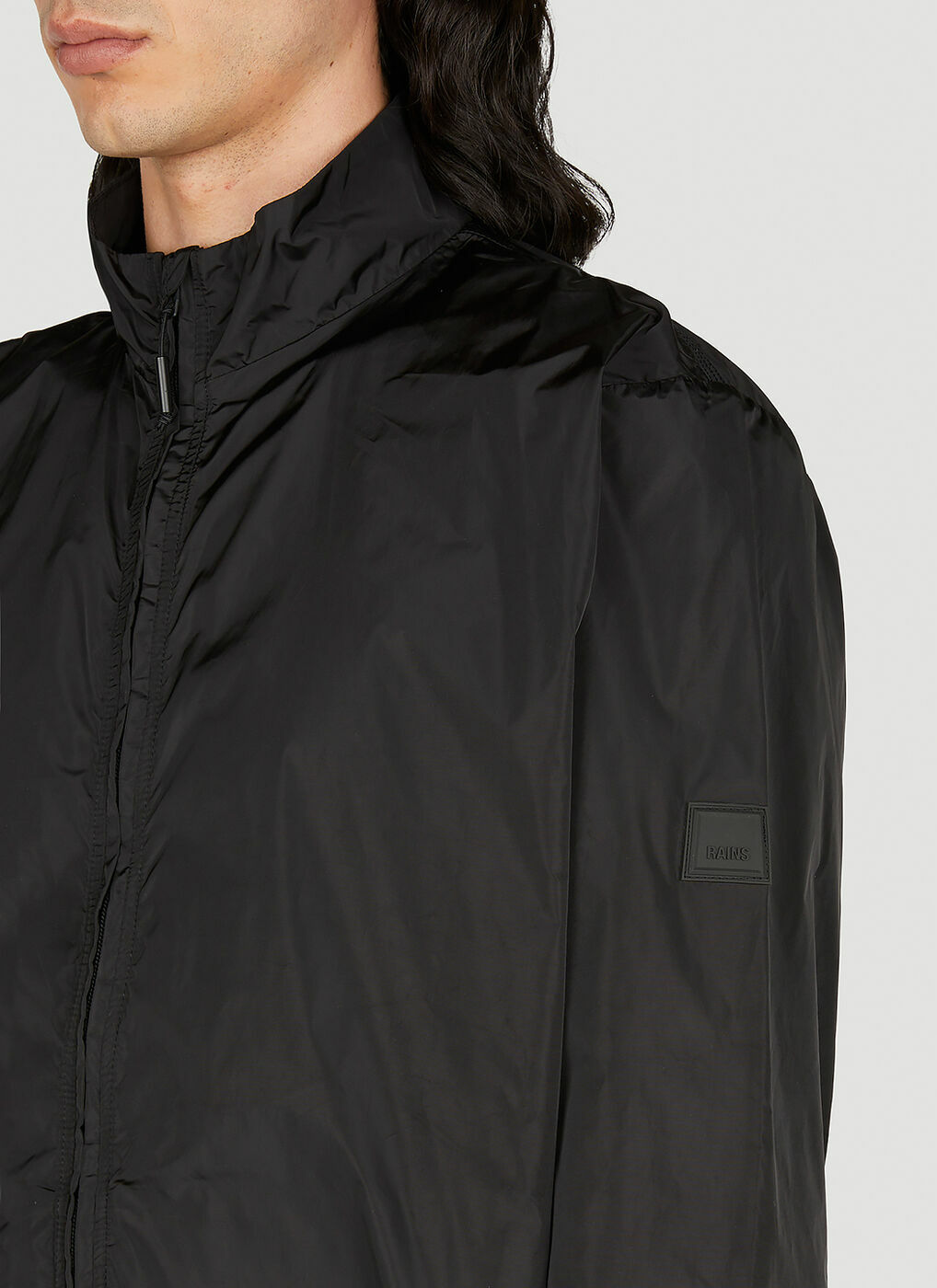 Rains - Logo Patch Track Jacket in Black Rains