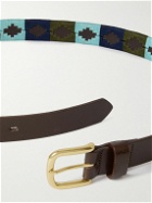 Sid Mashburn - 3cm Embroidered Leather Belt - Blue