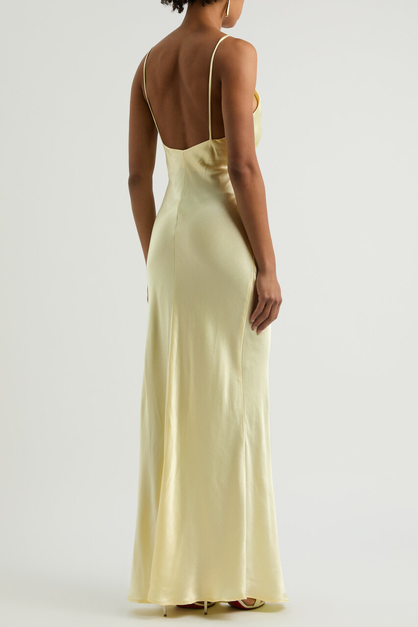 Bec & Bridge Moon Dance Satin Maxi Dress Yellow