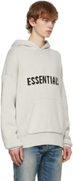 Essentials Grey Knit Logo Hoodie