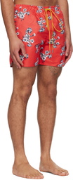 Rhude Red Turbo Floral Swim Shorts