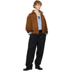 LE17SEPTEMBRE Brown Suede Zip Blouson Leather Jacket