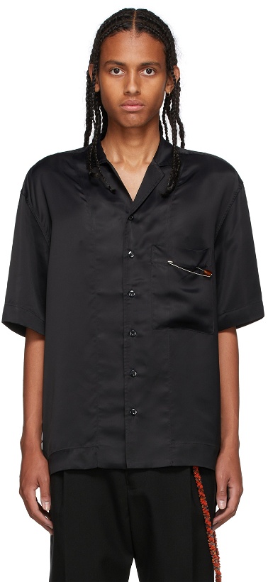 Photo: Song for the Mute Black Cupro Box Short Sleeve Shirt