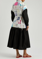 Lovebirds Printed Cotton-poplin Midi Shirt Dress Black