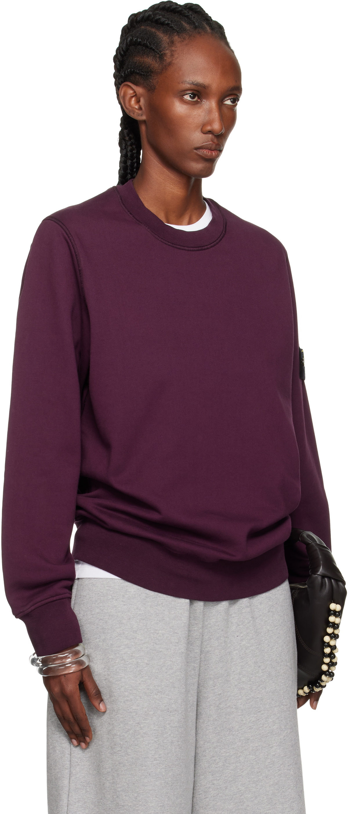 Stone Island Purple 6100060 Organic Cotton Fleece Sweatshirt