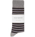 Oliver Spencer Loungewear - Miller Striped Stretch Cotton-Blend Socks - Gray