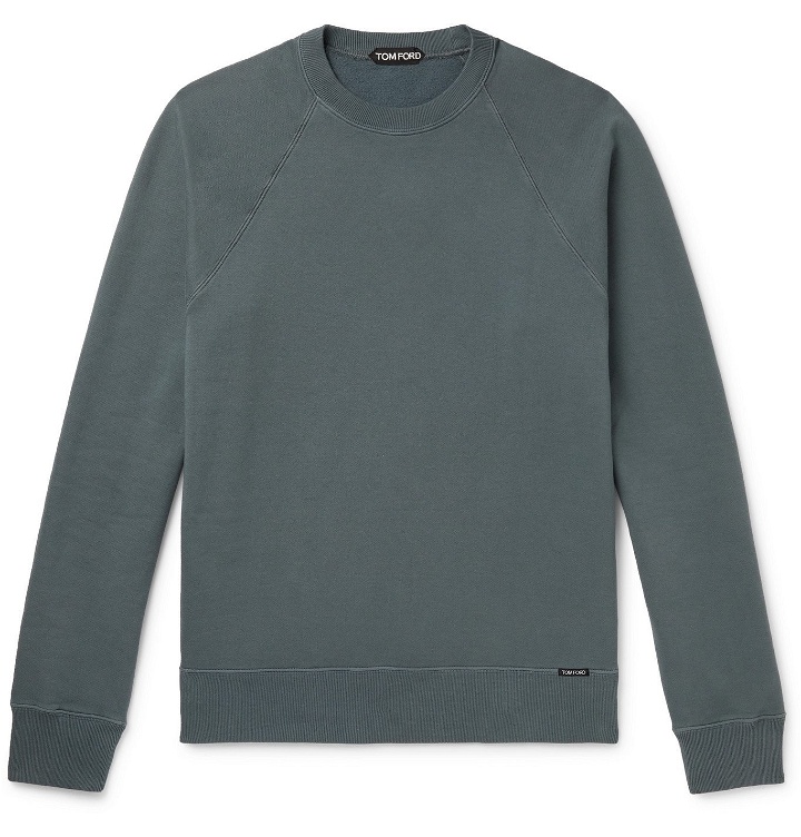 Photo: TOM FORD - Garment-Dyed Fleece-Back Cotton-Jersey Sweatshirt - Gray