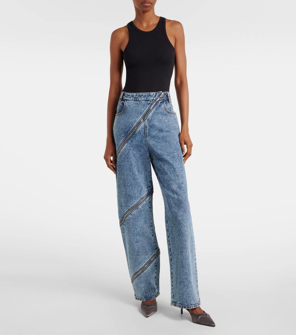 Alaïa Le Cœur 3D 55 satin mules