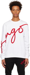 Hugo White Embroidered Sweatshirt