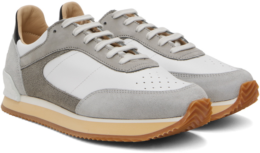 Spalwart White & Gray Dash Low Sneakers