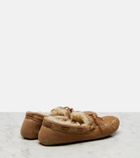 The Row Lucca shearling-trimmed suede boat shoes