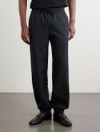 Valentino Garavani - Tapered Logo-Appliqued Striped Drill Sweatpants - Black