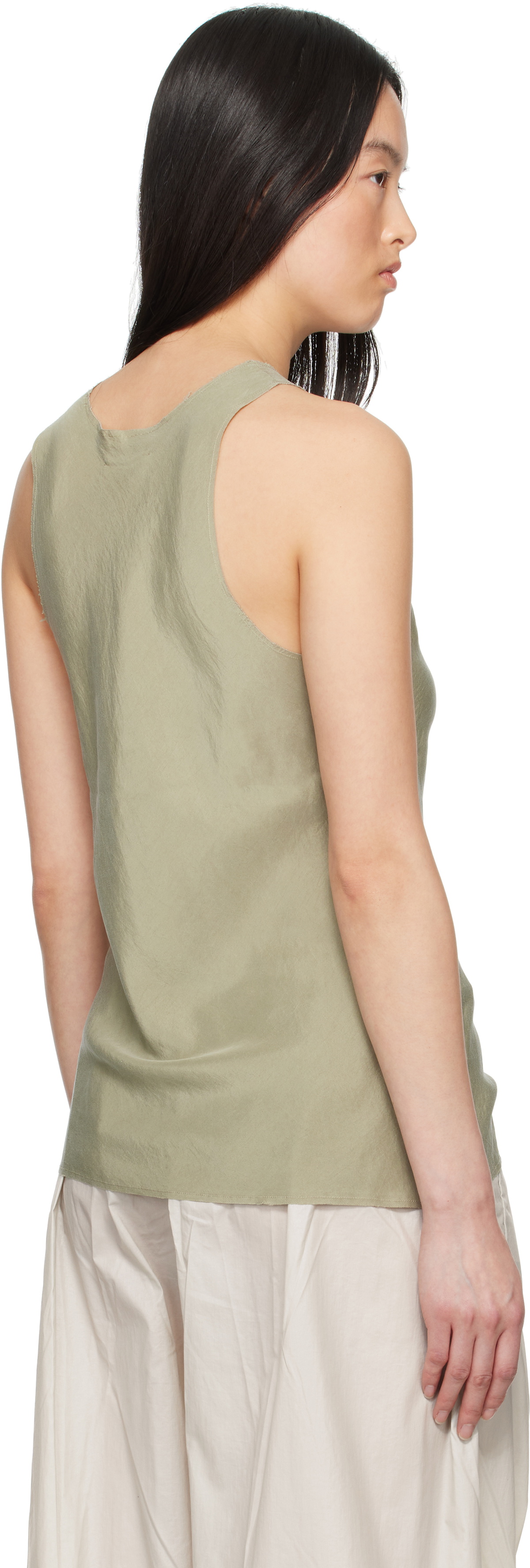 Gabriela Coll Garments Khaki No.73 Silk Pongee Tank Top