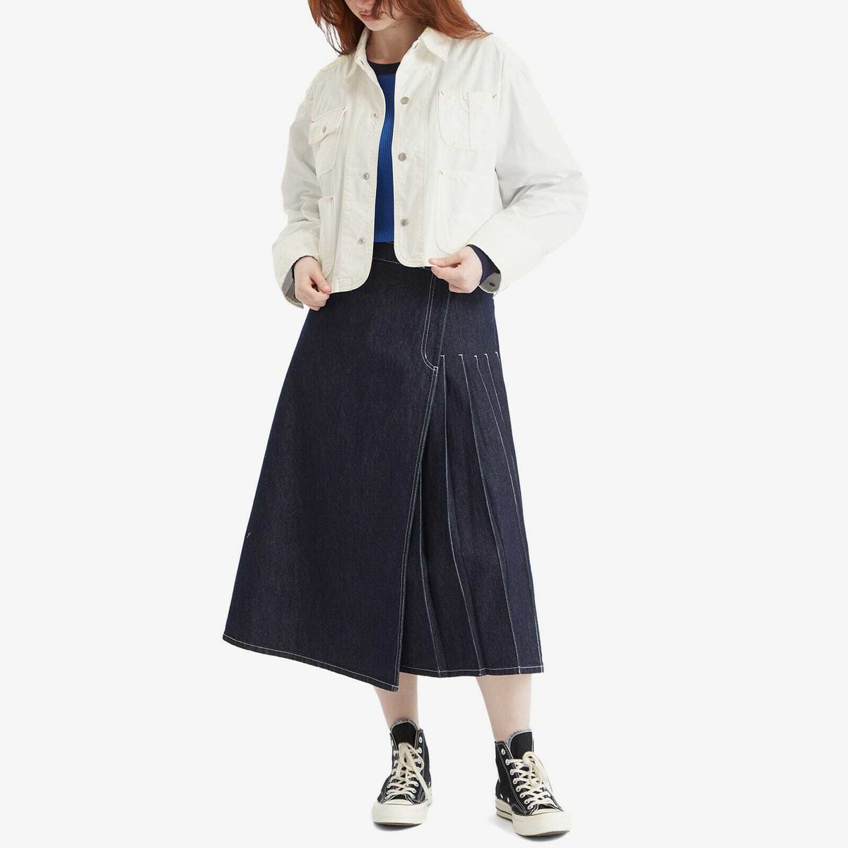 Beams Boy Women's Short Denim Jacket in Off White