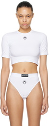 Marine Serre White Cropped T-Shirt