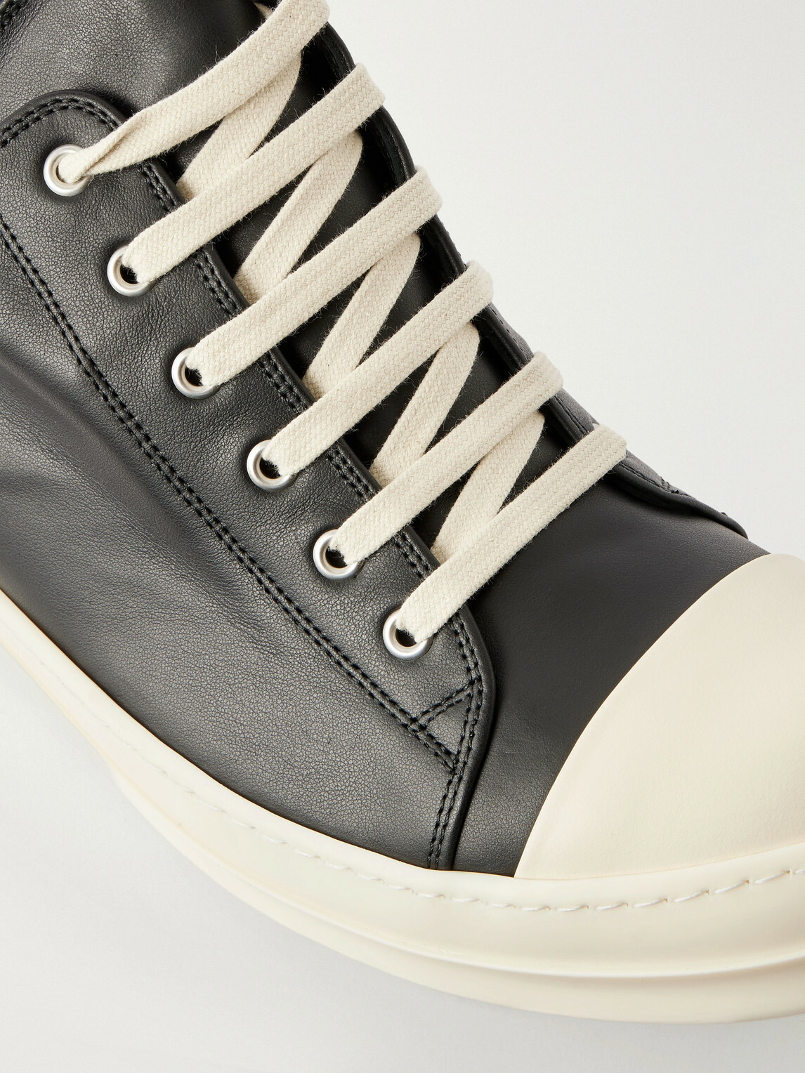 Rick Owens - Ramones Full-Grain Leather and Rubber Sneakers - Black
