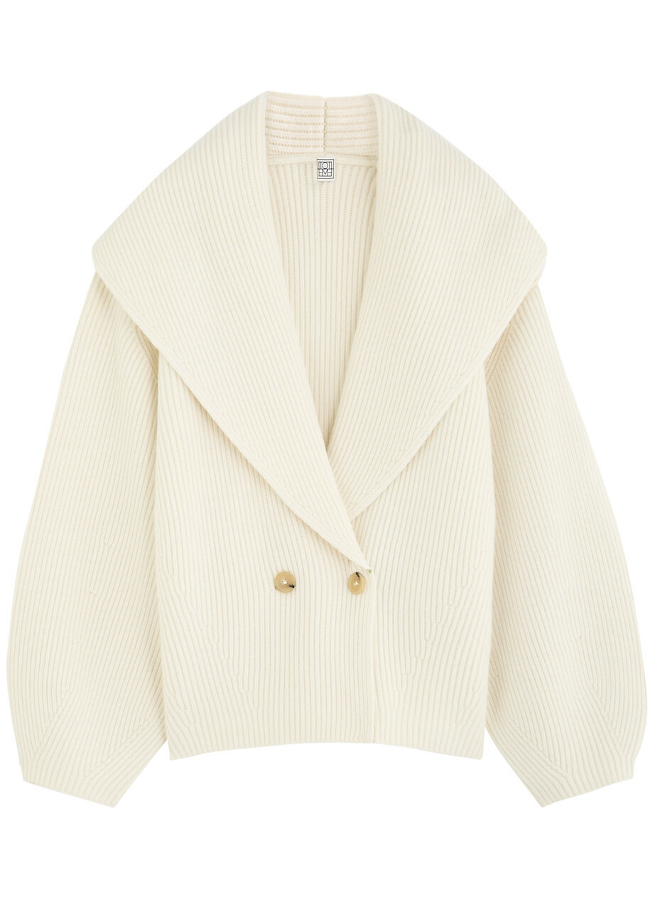 Toteme Double-breasted Wool-blend Cardigan Cream