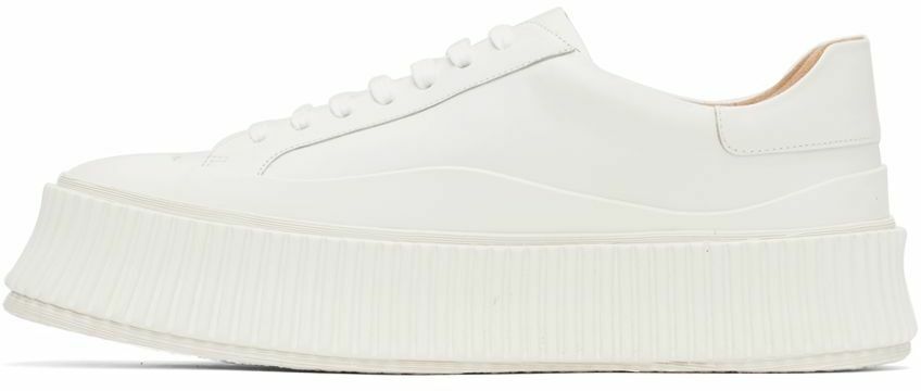 Jil Sander White Leather Platform Low-Top Sneakers
