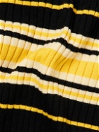 Wales Bonner - Striped Ribbed Wool-Blend Sweater - Black