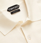 TOM FORD - Textured Cotton-Blend Polo Shirt - Neutrals