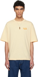 Maison Kitsuné Beige 'Maison Kitsuné' Handwriting Embroidery Oversize T-shirt