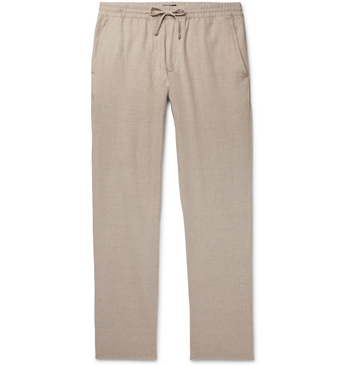 Photo: Club Monaco - Slim-Fit Stretch Cotton and Linen-Blend Drawstring Trousers - Beige