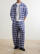 Story mfg. - Lush Wide-Leg Checked Organic Cotton Trousers - Blue