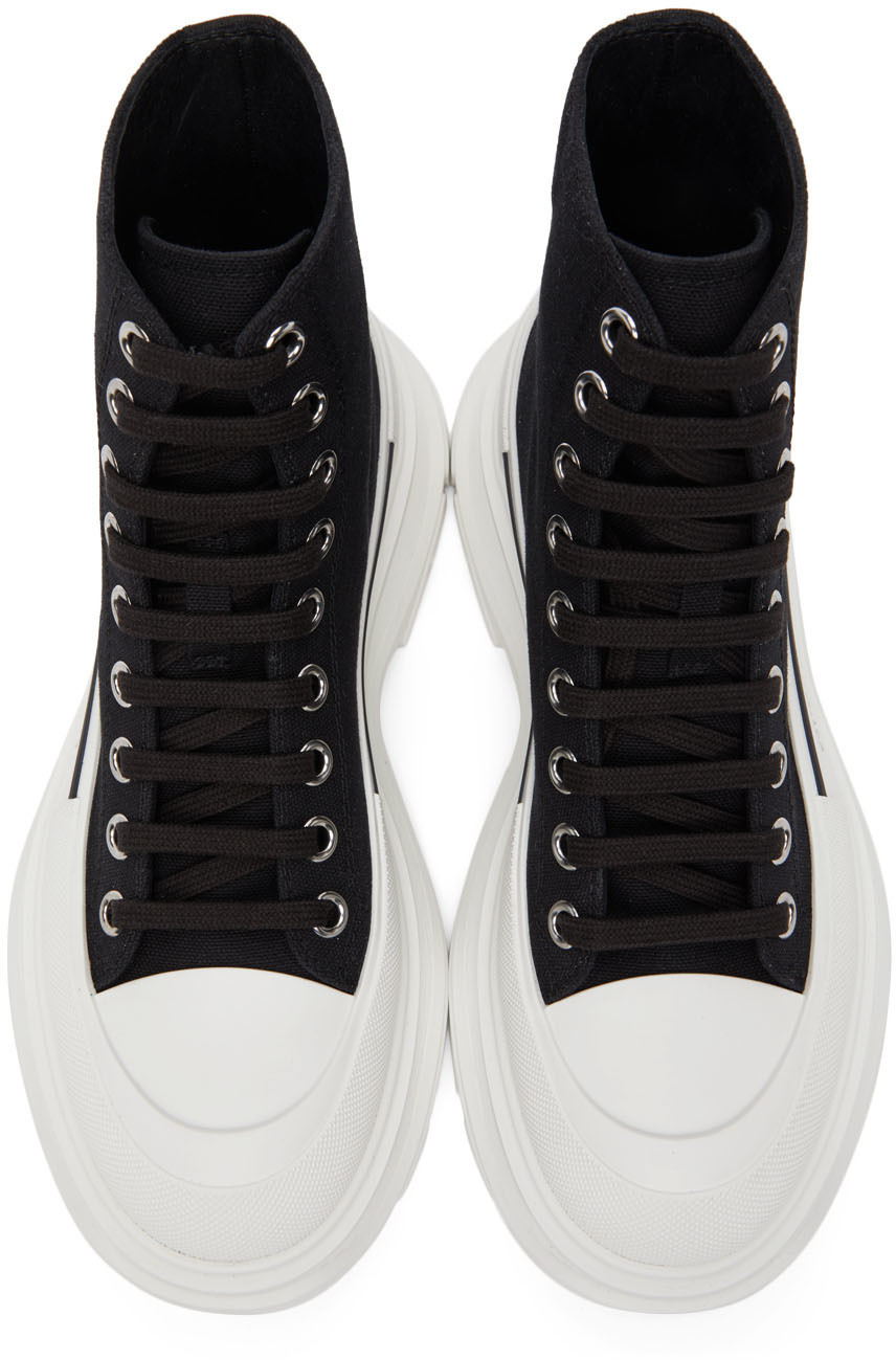 Alexander McQueen Black & White Tread Slick High Sneakers Alexander McQueen