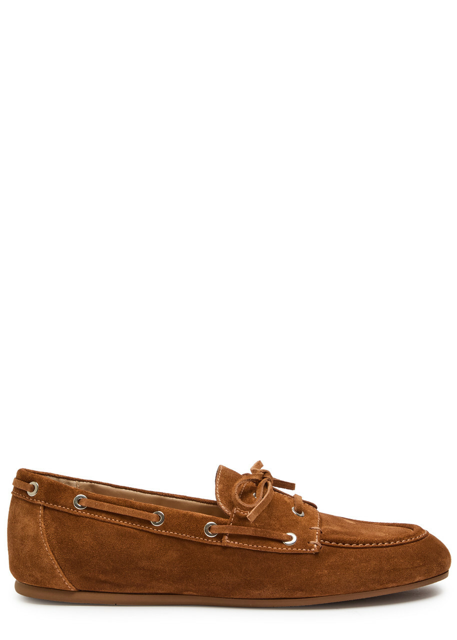 Stuart Weitzman Tinsley Moccasin Suede Loafers Brown