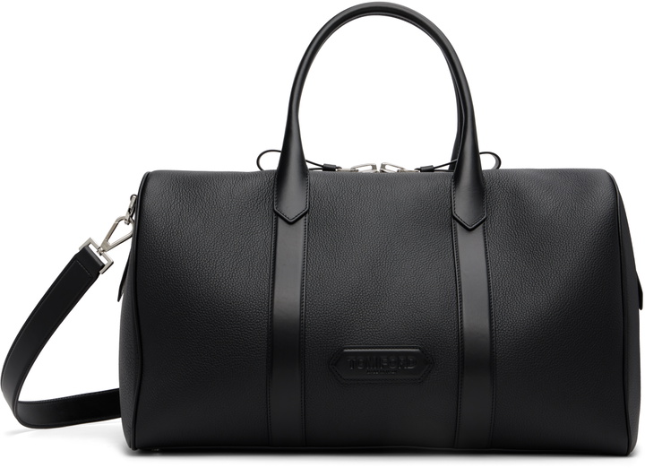 Photo: TOM FORD Black Soft Grain Leather Wide Medium Duffle Bag