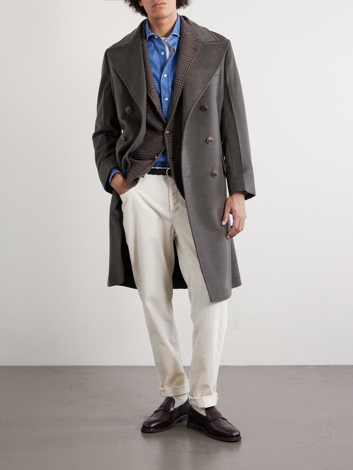 Brunello Cucinelli - Virgin Wool Double-Breasted Coat - Green