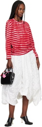 Comme des Garçons Red Cotton Jersey Stripe Garment Treated T-Shirt