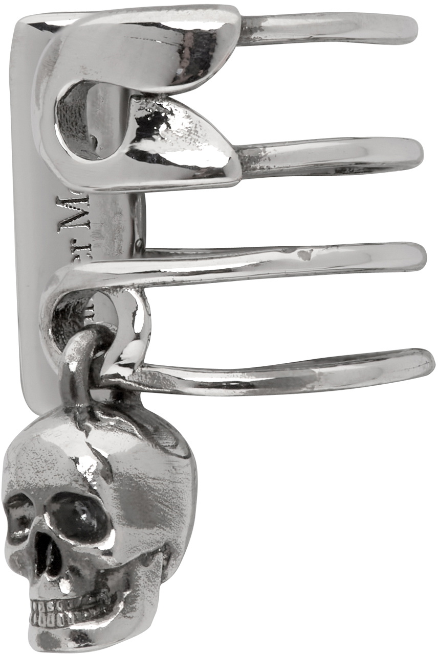 Alexander McQueen Silver Skull Safety Pin Ear Cuff Alexander McQueen