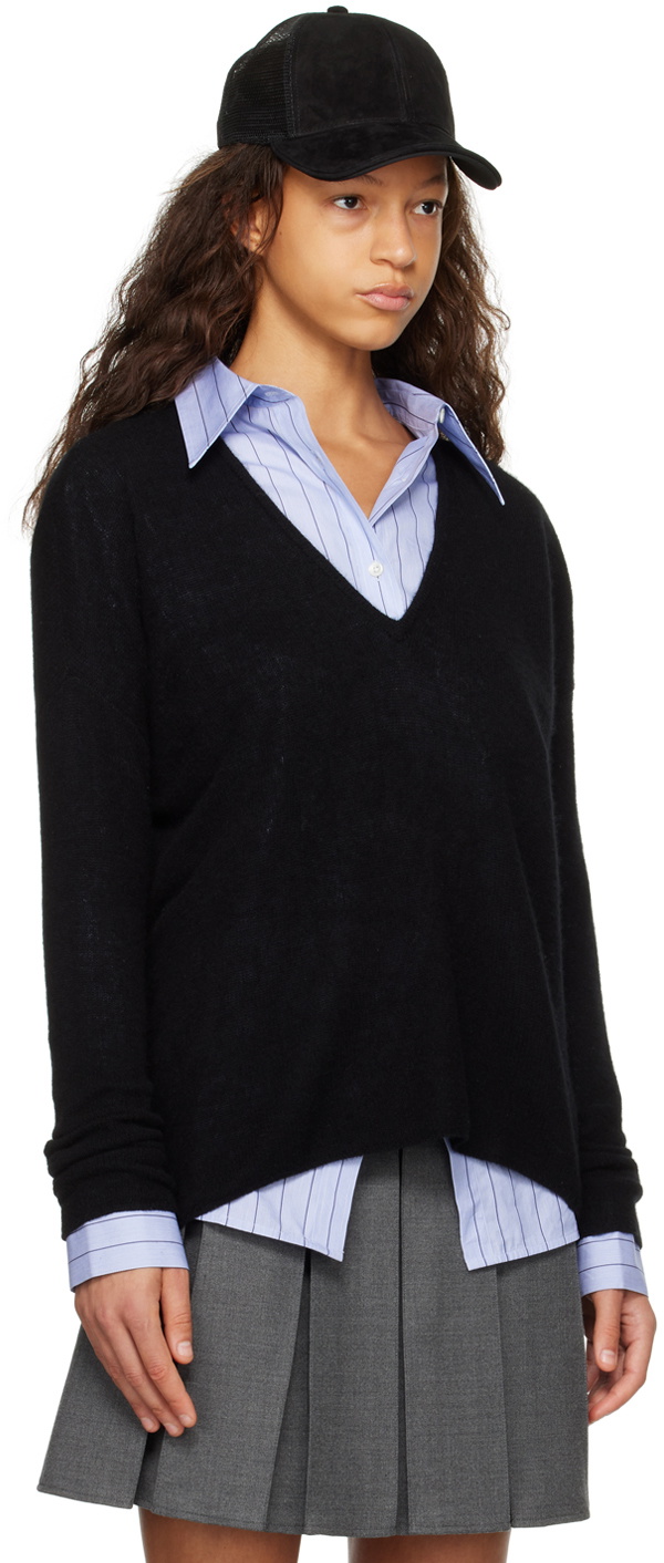 Fax Copy Express Black Plunging V-Neck Sweater