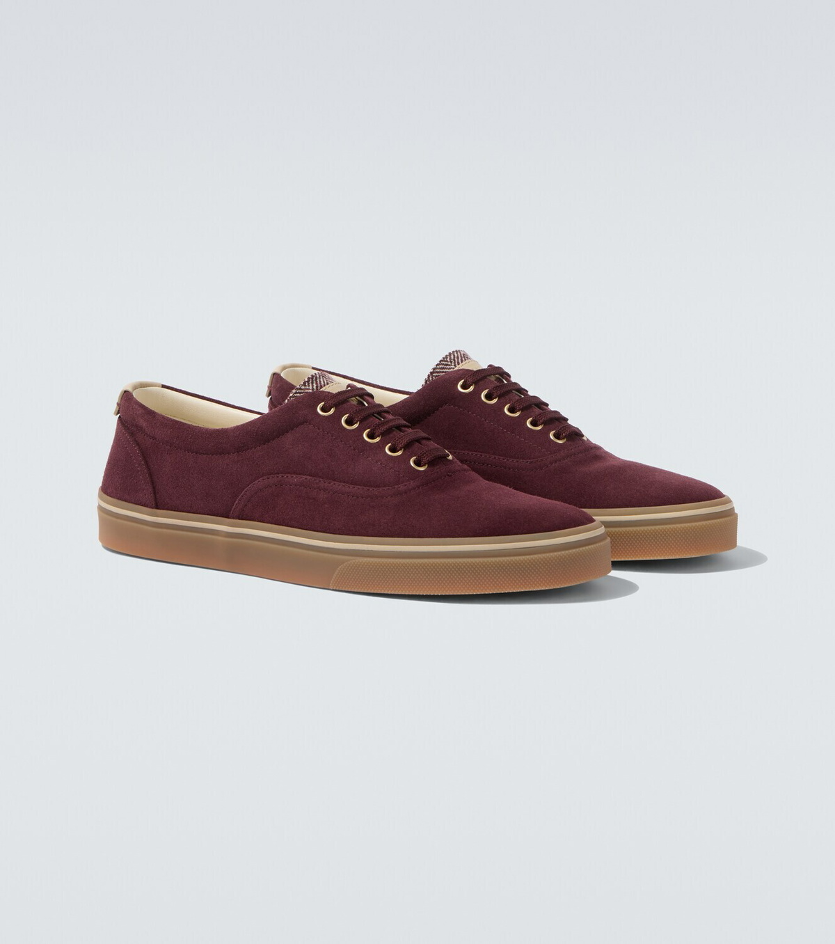 Brunello Cucinelli Leather-trimmed suede sneakers