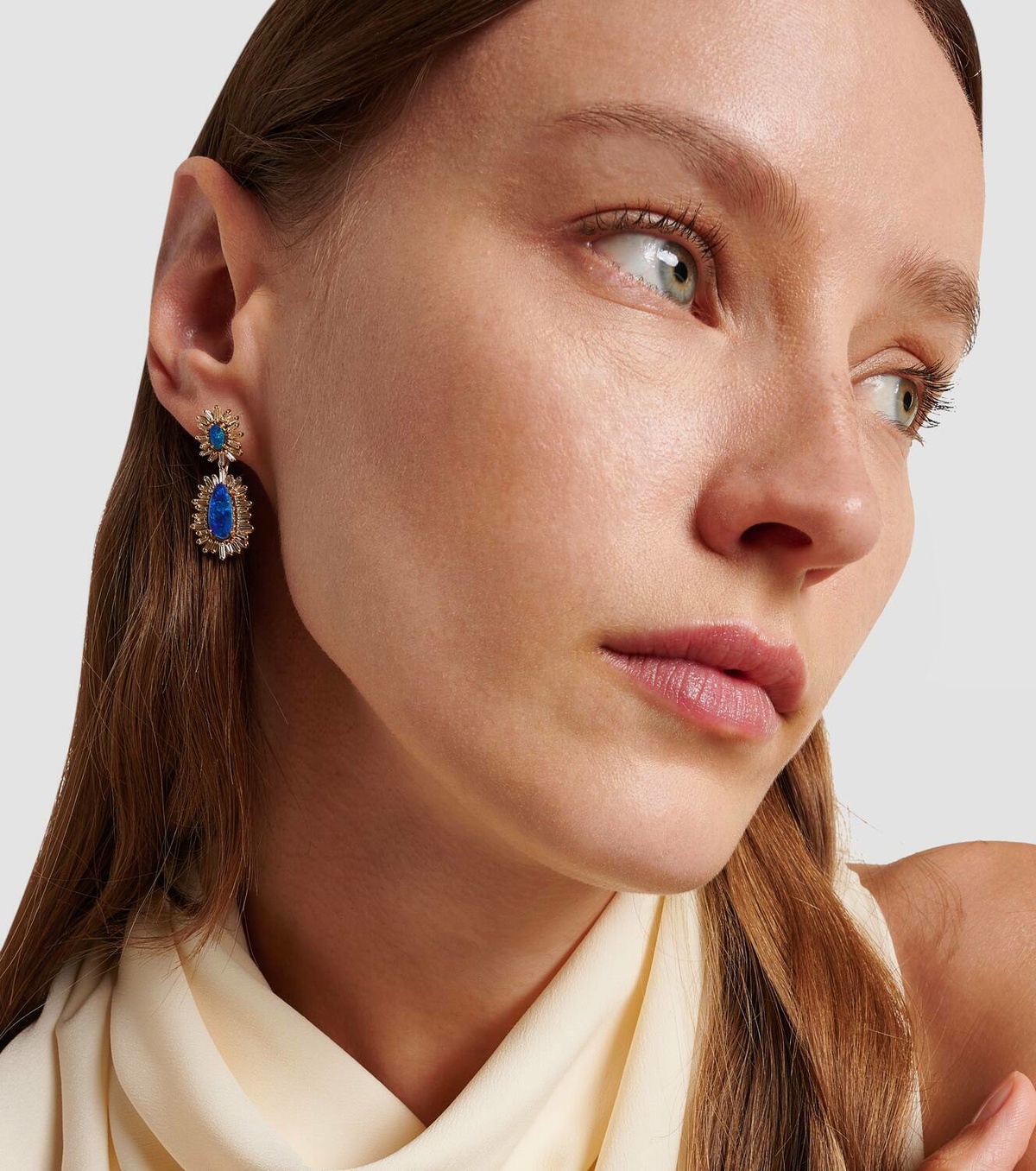 Suzanne Kalan 18kt gold drop earrings with opals and diamonds