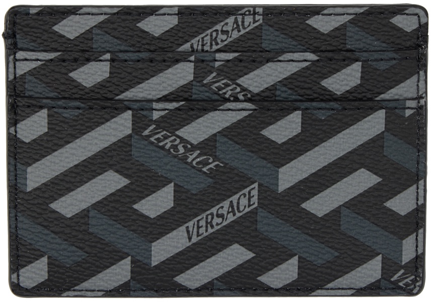 Photo: Versace Black & Gray La Greca Card Holder